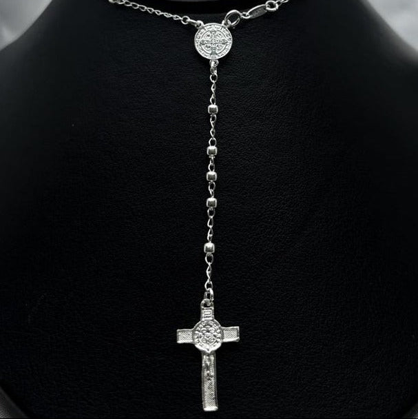#MR124 - Rosario De San Benito Liso Plata - 3 mm - A06/8.0