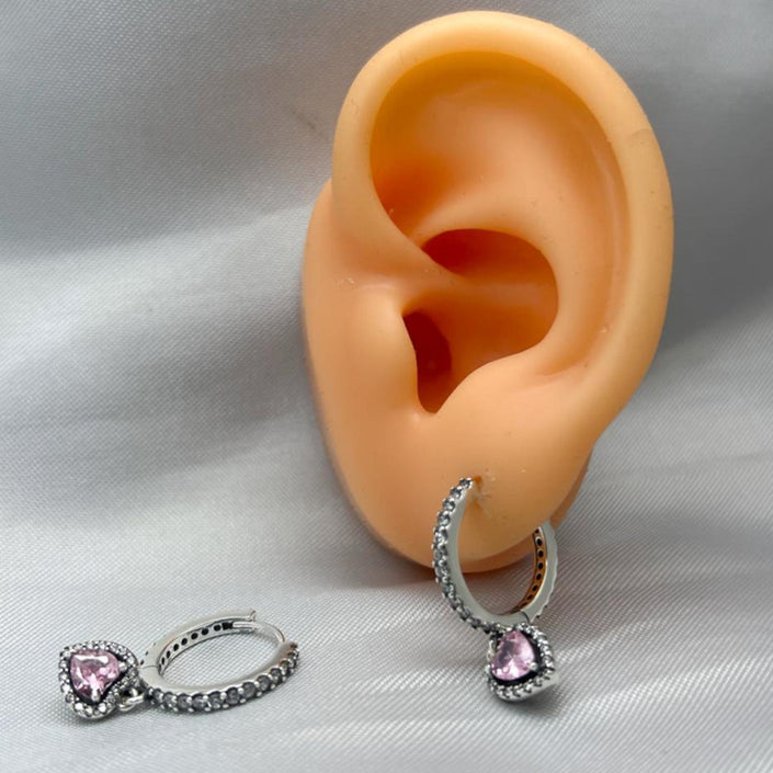 #H136 - Huggies Colgante Corazón Piedra Zirconia Baño De Rodio Plata - B14/4.2