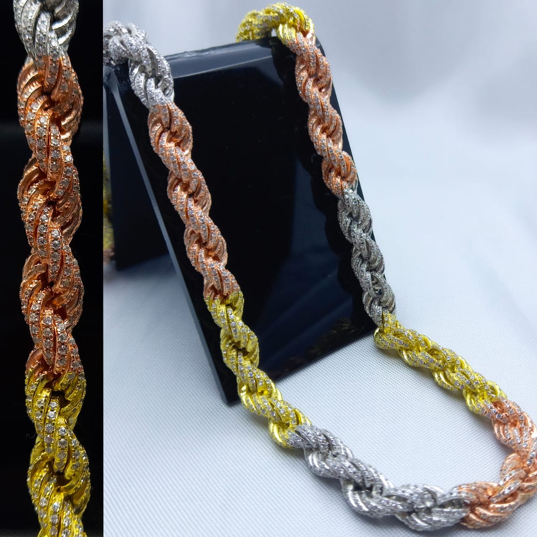 #CAD191 - Cadena Torsal Con Piedra Plata - 180 - C14/81.0