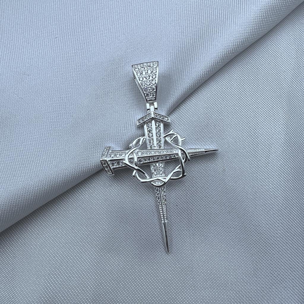 #D543 - Dije Cruz De Los Clavos Santos Con Corona De Espinas - C18/6.4