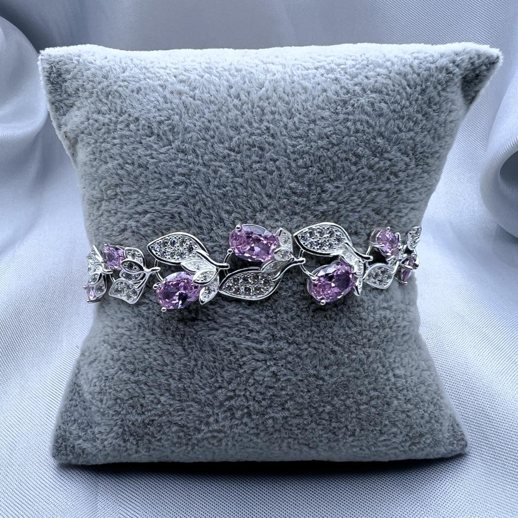 #PA308 - Pulsera De Hojas Con Flores De Piedra - B12/11.0