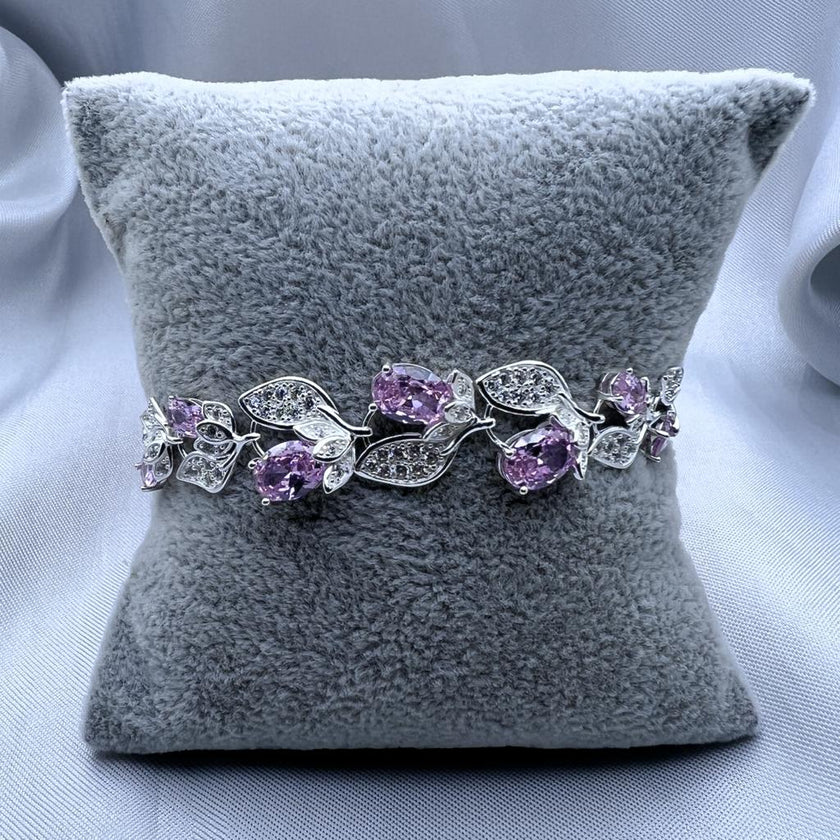 #PA308 - Pulsera De Hojas Con Flores De Piedra - B12/11.0