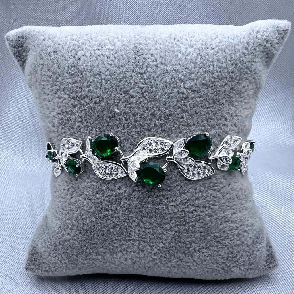 #PA308 - Pulsera De Hojas Con Flores De Piedra - B12/11.0