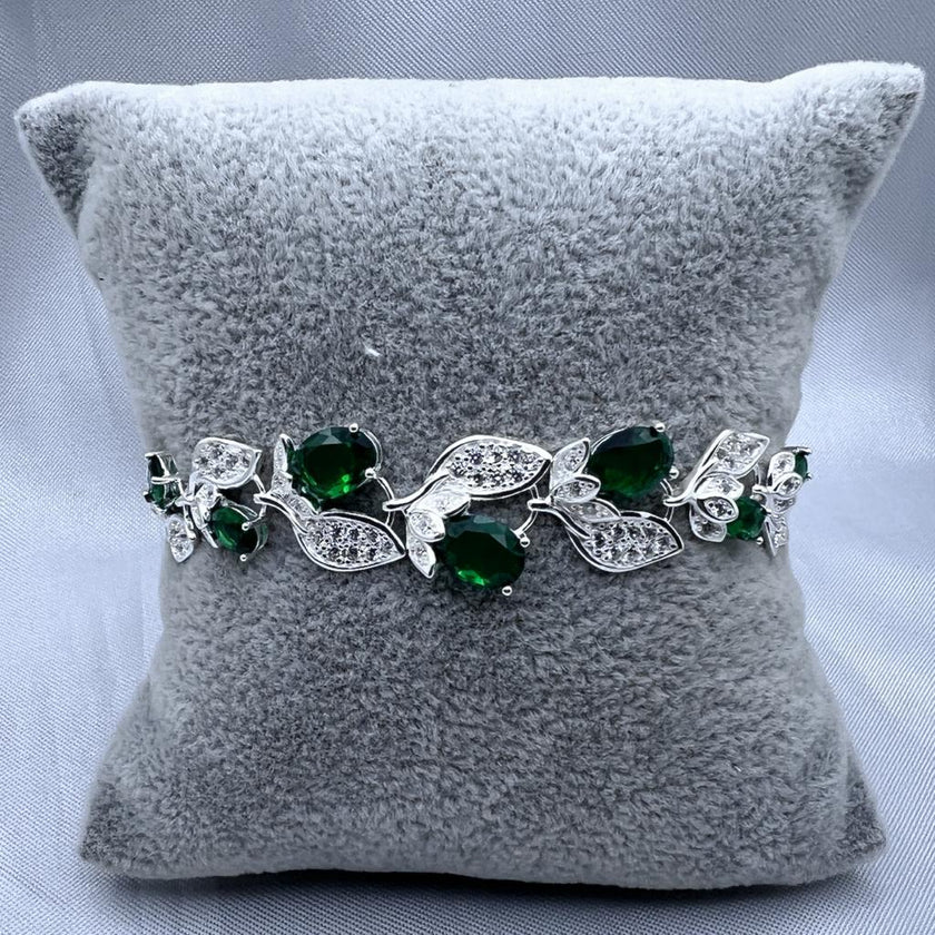 #PA308 - Pulsera De Hojas Con Flores De Piedra - B12/11.0