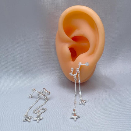 #AR176 - Aretes De Constelación Con Piedras Y Estrellas Colgantes - B11/2.6