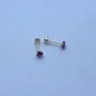 #BSP106 - Broquel Recto De Oro 14K Con Piedra Semipreciosa De 3mm De 4 Uñas - S350/