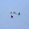 #BSP106 - Broquel Recto De Oro 14K Con Piedra Semipreciosa De 3mm De 4 Uñas - S350/