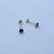 #BSP102 - Broquel Recto De Oro 14K Con Piedra Semipreciosa 3 mm De 4 Uñas - S230/