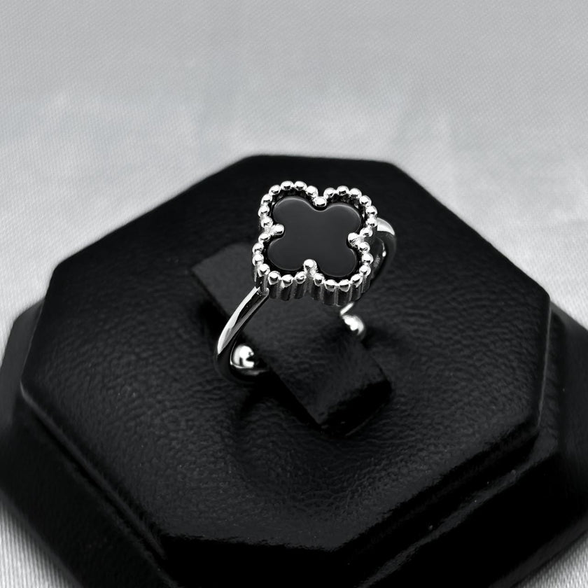 #AD155 - Anillo Ajustable Trébol Tipo Van Cleef Plata - PU2.7