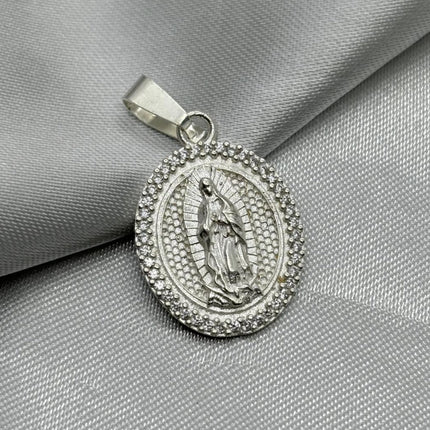 #D245 - Dije/Medalla Virgen De Guadalupe Con Zirconia Plata - A13/4.6