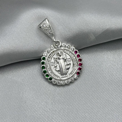 #D260 - Dije/Medalla San Benito Con Zirconia - A09/4.9