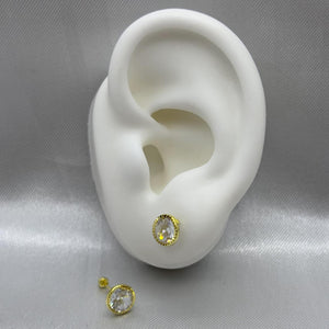 #B10209 - Broquel De Bisel Redondo Diamantado De Oro 10K - L150/ - L280/