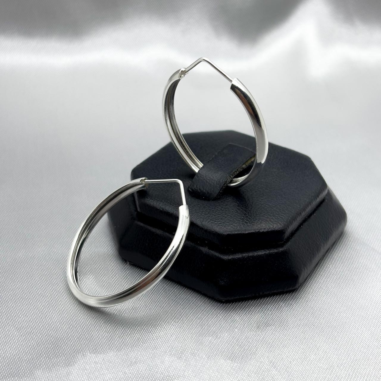 #ARR154 - Arracada Ovalada Plata - CE2.9