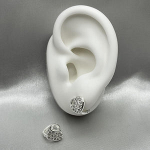 #H107 - Huggie Corazón Con Piedra Zirconia Plata - F2.7