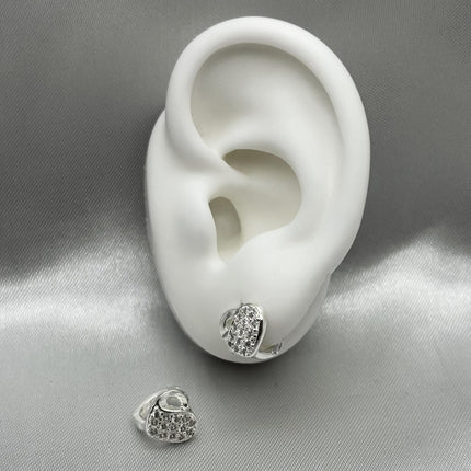 #H107 - Huggie Corazón Con Piedra Zirconia Plata - A13/2.7
