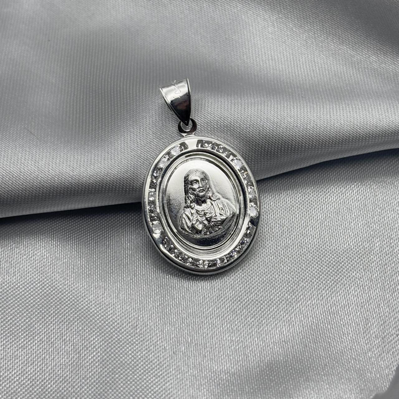 #D121 - Dije Sagrado Corazón De Jesús Con Zirconia Plata - F2.8