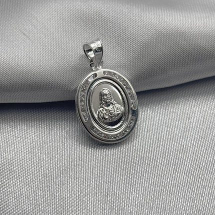 #D121 - Dije Sagrado Corazón De Jesús Con Zirconia Plata - A13/2.8