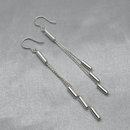 #AR133 - Arete Colgante Cilíndrico Plata - A13/5.5