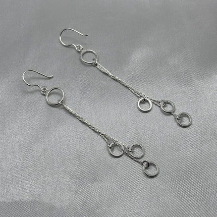 #AR221 - Arete Colgante Con Argollas Plata - A13/4.2