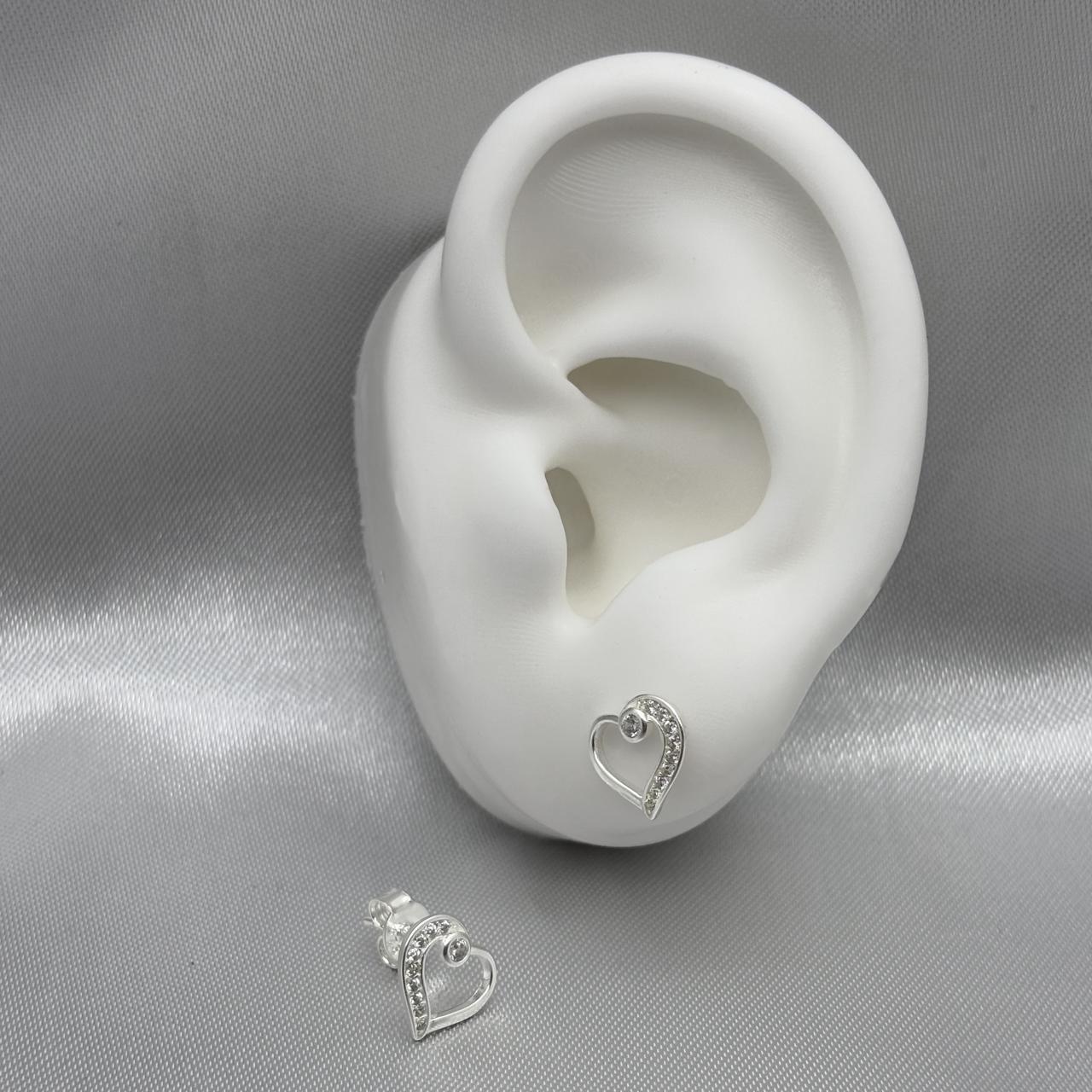 #BR160 - Broquel Corazón Piedra Zirconia Plata - B17/1.0