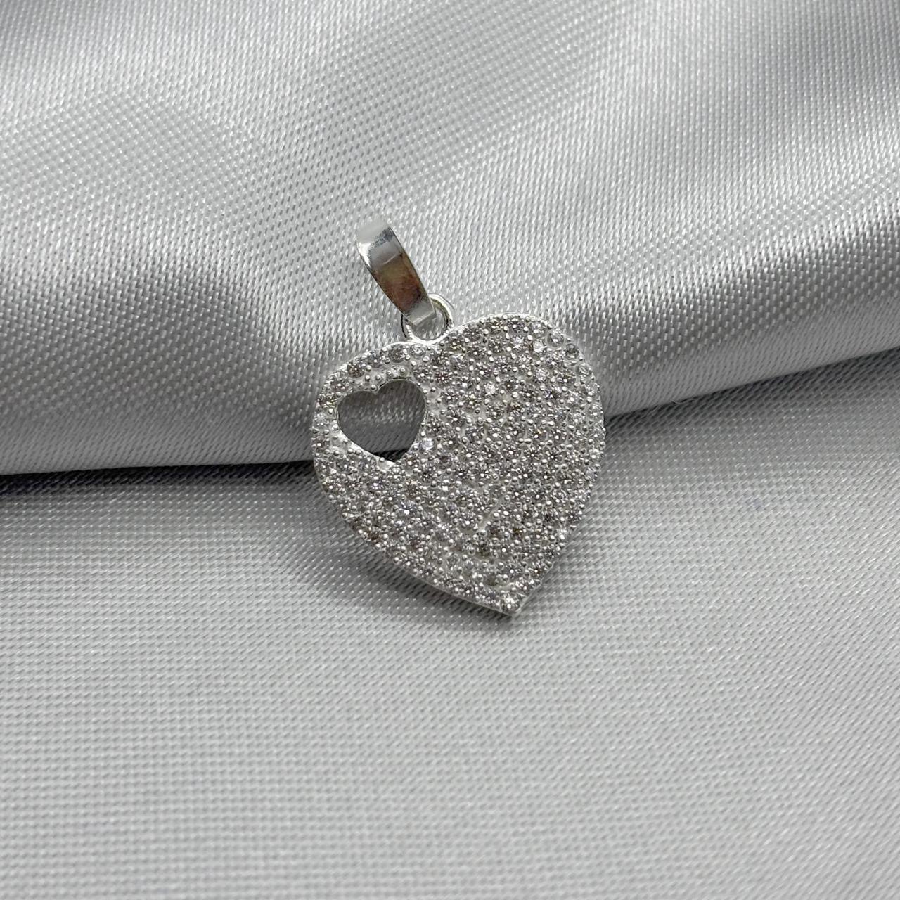 #D295 - Dije Corazón Piedras Zirconias Plata - F1.7