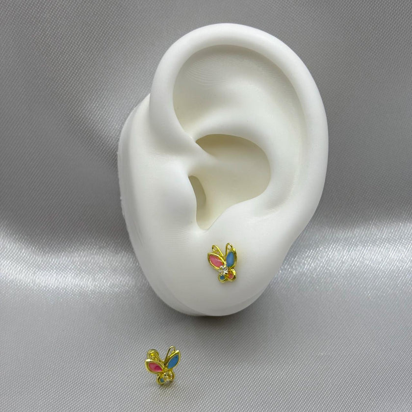 #B10124 - Broquel Mariposa Esmaltado Oro 10k - L345/