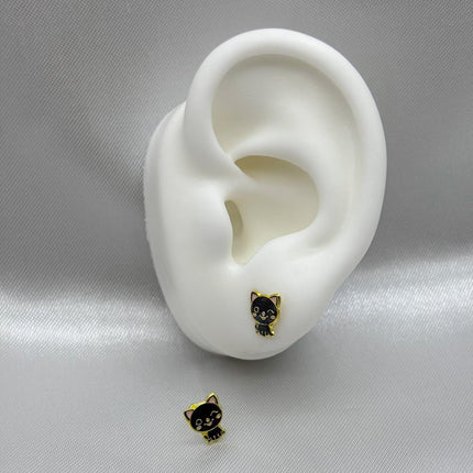 #B10111 - Broquel Gato/Gatito Esmaltado Oro 10K - L300/