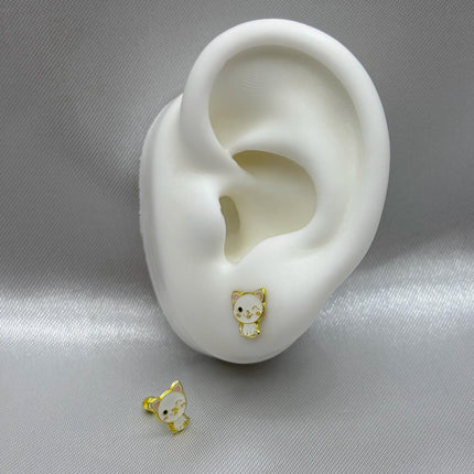 #B10111 - Broquel Gato/Gatito Esmaltado Oro 10K - L300/