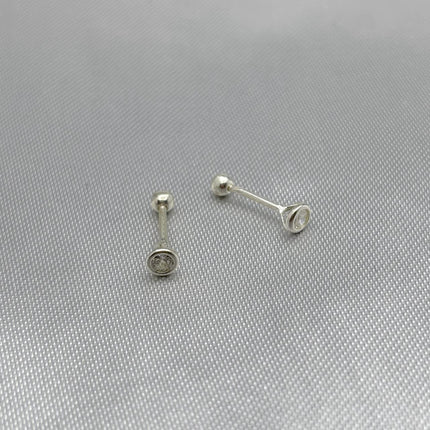 #BR242 - Broquel Biselado Con Zirconia Plata -E15/ - E23/