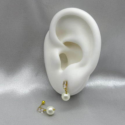 #B10208 - Broquel Con Perla Oro 10k - L375/