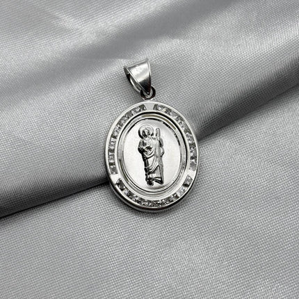 #D471 - Dije San Judas con Zirconia Plata - A13/2.8