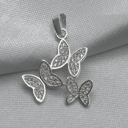 #D136 - Dije De Mariposas De Plata Con Zirconias - B12/1.5