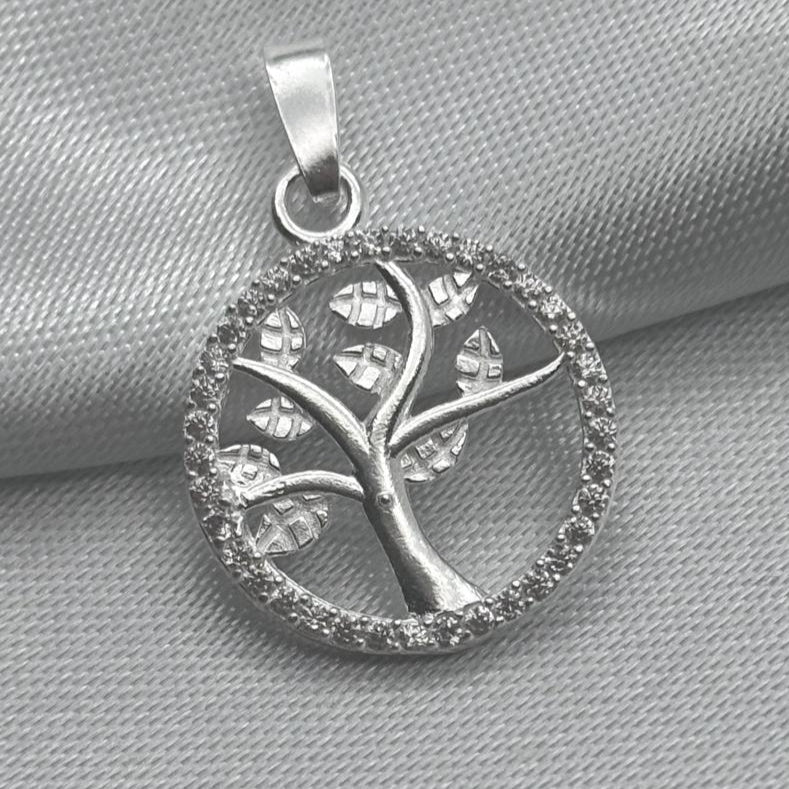 #D107 - Dije Árbol De La Vida Con Zirconia Plata - B12/1.3