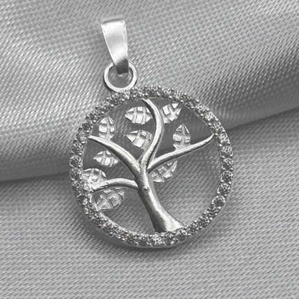 #D107 - Dije Árbol De La Vida Con Zirconia Plata - B12/1.3