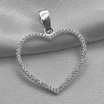 #D135 - Dije De Corazón De Plata Con Zirconias - A12/1.1