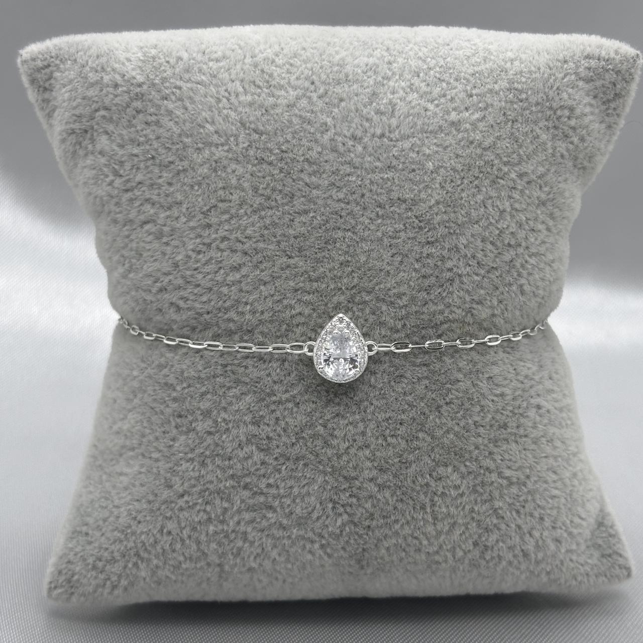 #PA316 - Pulsera Con Piedra Zirconia De Gota Plata - A18/1.5
