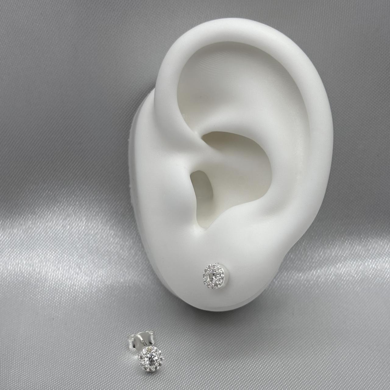 #BR240 - Broquel Circular Con Zirconia Plata - B17/1.1