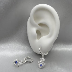 #H154 - Huggie Con Mano De Fátima Colgante Plata - F3.4