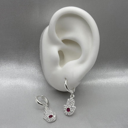 #H154 - Huggie Con Mano De Fátima Colgante Plata - A13/3.4