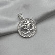 #D480 - Dije OM Forma Circular Con Zirconia Plata - A09/2.1