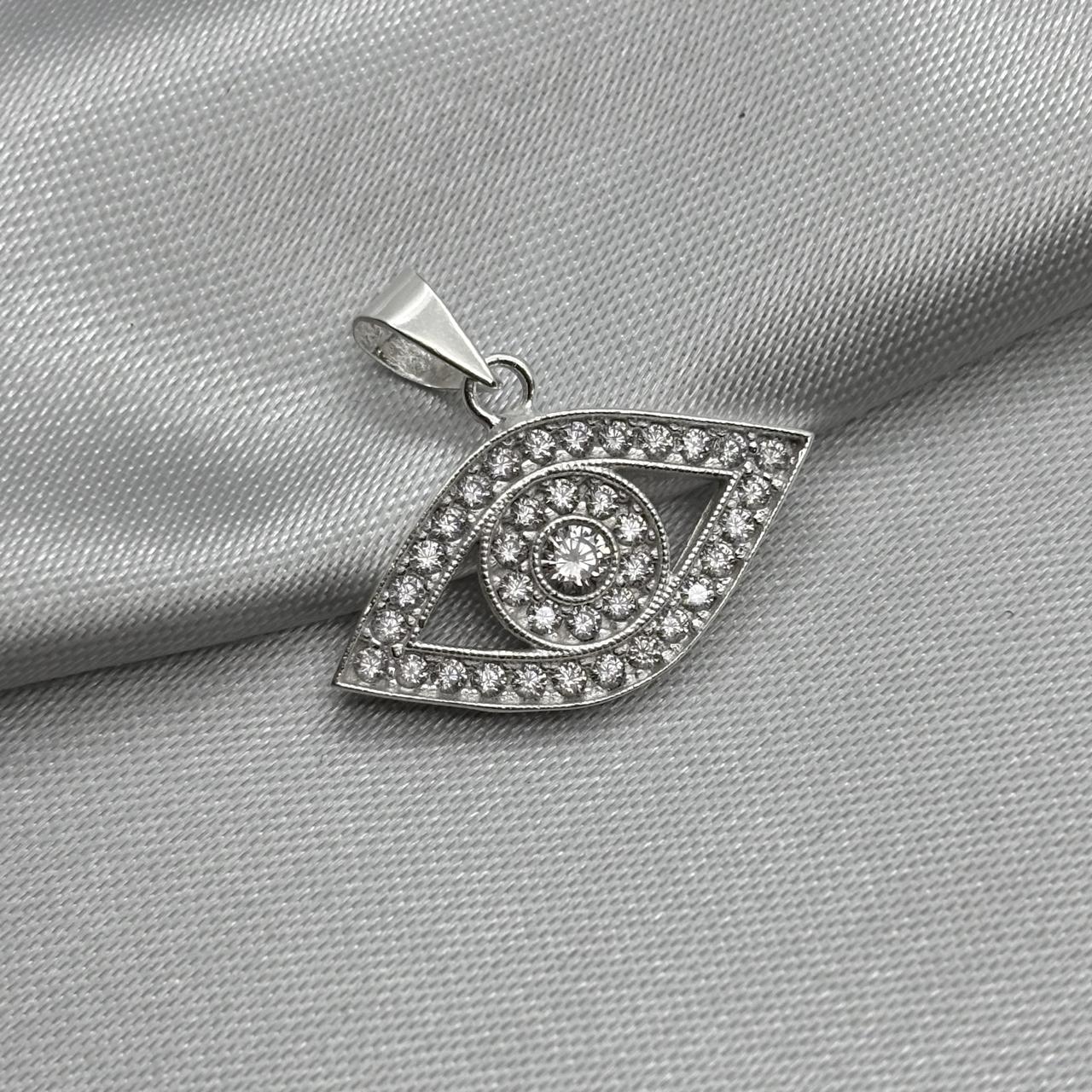 #D469 - Dije Ojo Turco Con Zirconia Plata - A09/2.1
