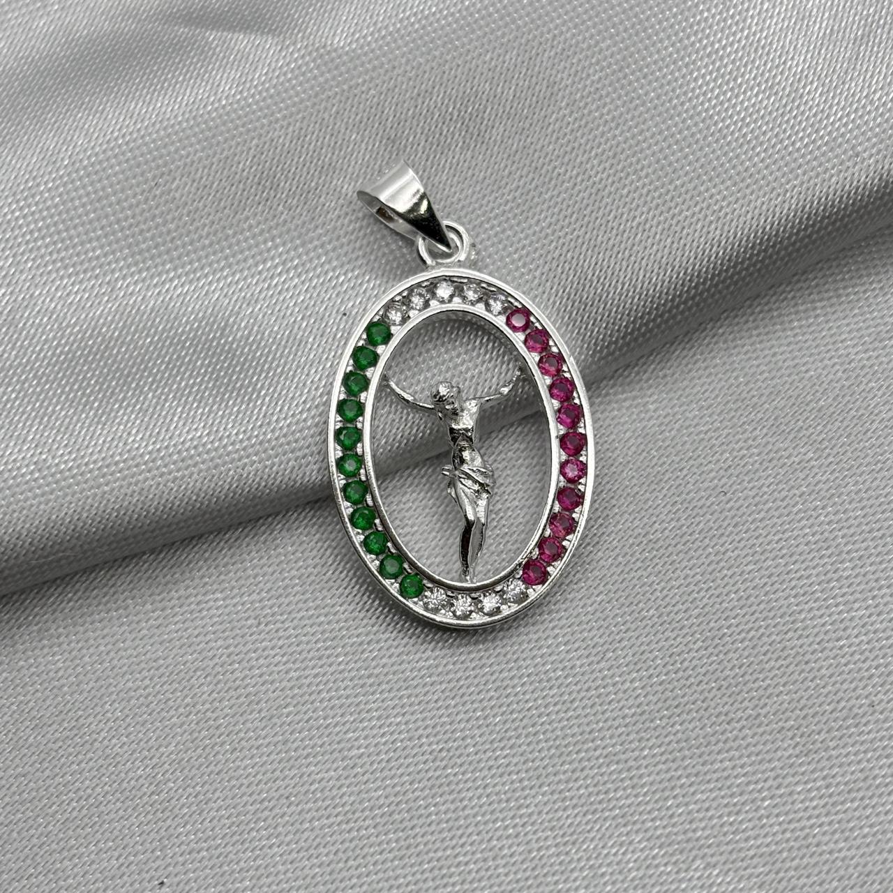 #D440 - Dije De Cristo Con Piedra Zirconia De Plata - A09/2.8