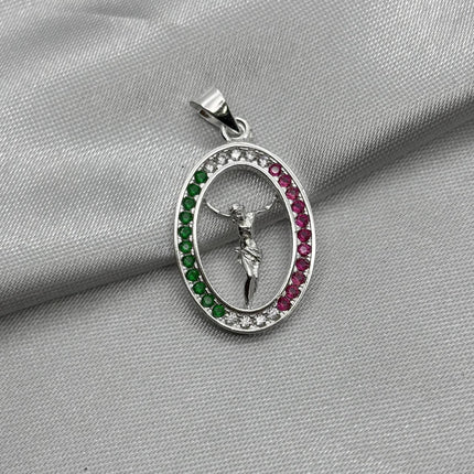 #D440 - Dije De Cristo Con Piedra Zirconia De Plata - A09/2.8