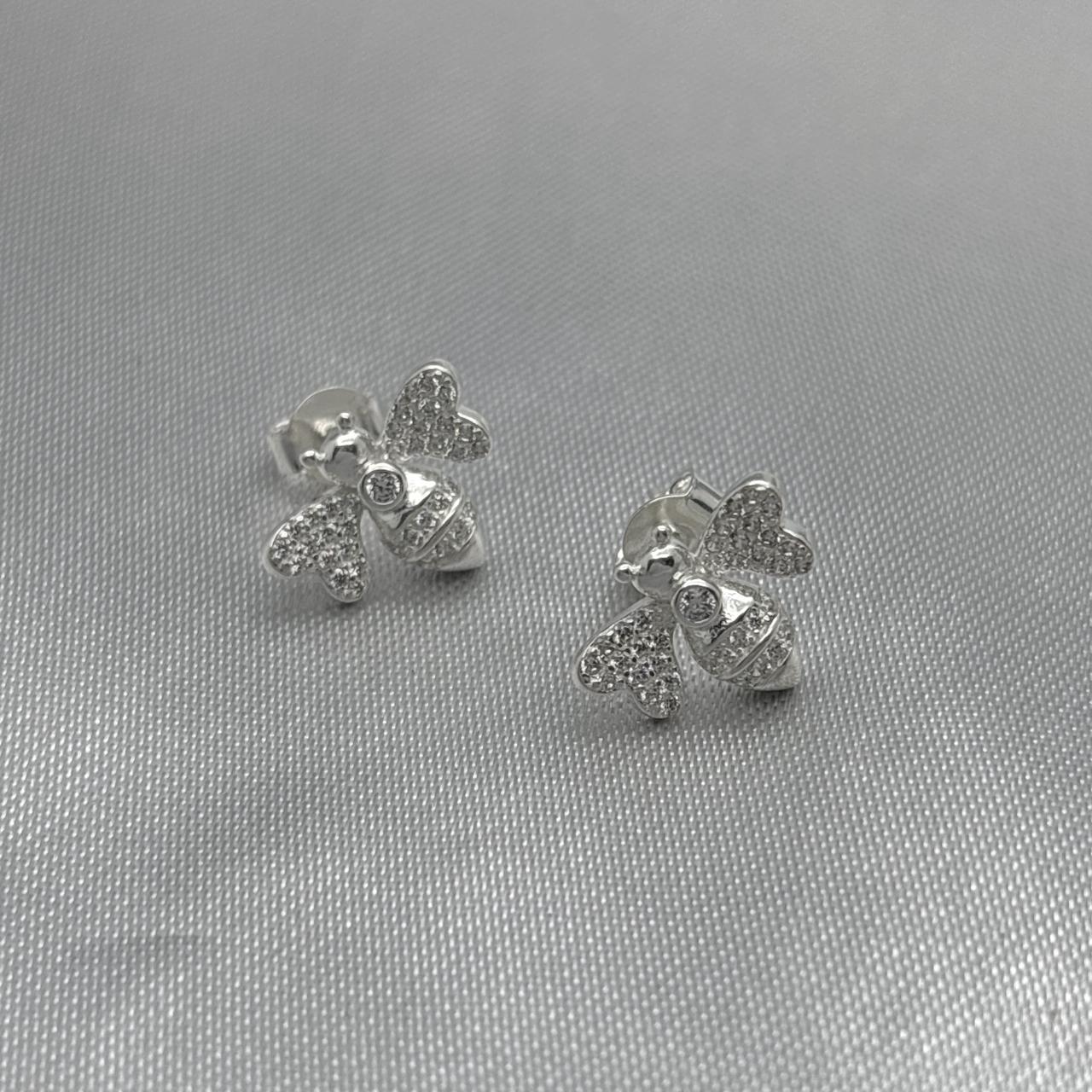 #BR165 - Broquel Abeja Con Zirconias Plata - A18/2.2
