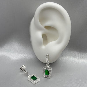 #AR184 - Arete Cuadro Con Piedra Zirconia Central Plata - ZC3.4