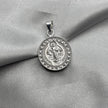#D337 - Dije San Benito Circular Con Zirconias Plata - A09/3.3
