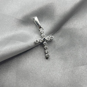 #D378 - Dije Cruz Con Zirconias Plata - F1.5