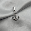 #D246 - Dije Forma De Ancla Con Zirconia En El Centro Plata - A13/1.4