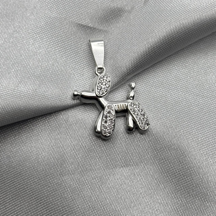 #D212 - Dije Globo Perrito Con Zirconias Plata - ZC3.0