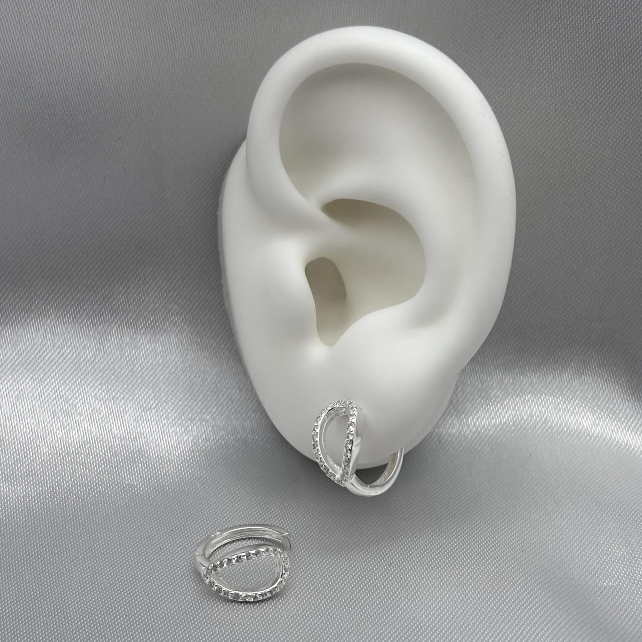 #H183 - Huggie Con Piedra Zirconia Plata - PU2.2